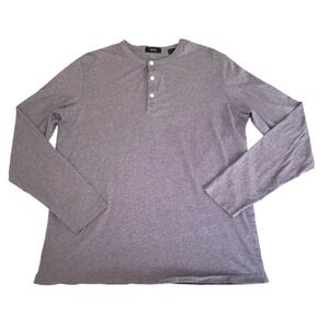 Theory Henley Shirt Mens Large Purple Gray Long Sleeve Button Minimalist Luxury